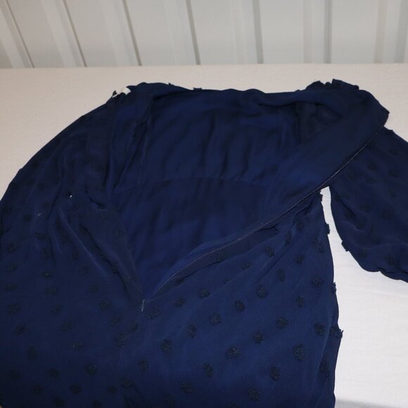 Anthropologie Eri+Ali Womens Michaela Dot Textured Midi Dress Blue Size 14 Lined - Picture 6 of 9